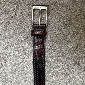 Brown Crocodile Pattern Belt with Silver Buckle